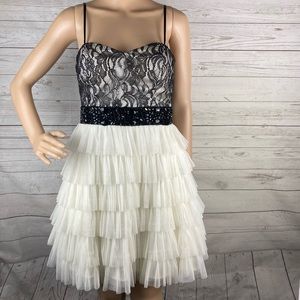 Party Dress Lace Mesh Tiered Ruffles
